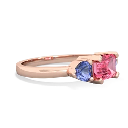 Lab Pink Sapphire Three Stone 14K Rose Gold ring R5235