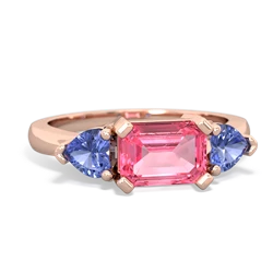 Lab Pink Sapphire Three Stone 14K Rose Gold ring R5235