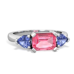 Lab Pink Sapphire Three Stone 14K White Gold ring R5235