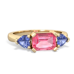 Lab Pink Sapphire Three Stone 14K Yellow Gold ring R5235