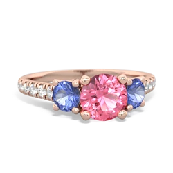 Lab Pink Sapphire Pave Trellis 14K Rose Gold ring R5500