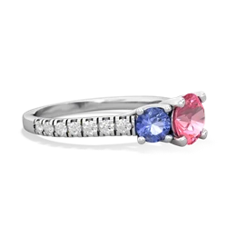 Lab Pink Sapphire Pave Trellis 14K White Gold ring R5500