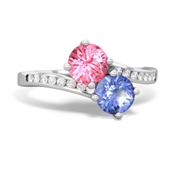 Lab Pink Sapphire Channel Set Two Stone 14K White Gold ring R5303