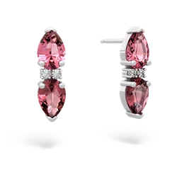 Lab Pink Sapphire Bowtie Drop 14K White Gold earrings E0865