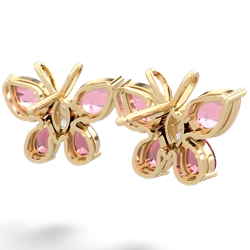 Lab Pink Sapphire Butterfly 14K Yellow Gold earrings E2215