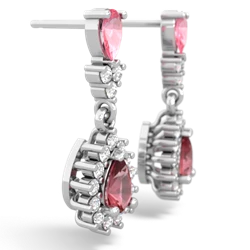 Lab Pink Sapphire Halo Pear Dangle 14K White Gold earrings E1882