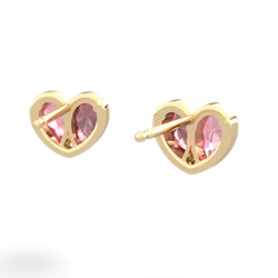 Lab Pink Sapphire 'Our Heart' 14K Yellow Gold earrings E5072