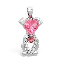 Lab Pink Sapphire Puppy Love 14K White Gold pendant P5800