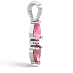 Lab Pink Sapphire Bowtie Drop 14K White Gold pendant P0865