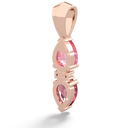 Lab Pink Sapphire Bowtie Drop 14K Rose Gold pendant P0865