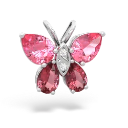 Lab Pink Sapphire Butterfly 14K White Gold pendant P2215