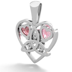 Lab Pink Sapphire Celtic Trinity Heart 14K White Gold pendant P5331