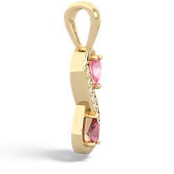 Lab Pink Sapphire Diamond Infinity 14K Yellow Gold pendant P5390