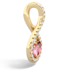 Lab Pink Sapphire Pave Twist 'One Heart' 14K Yellow Gold pendant P5360