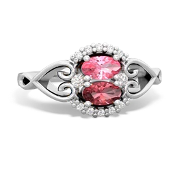 Lab Pink Sapphire Love Nest 14K White Gold ring R5860