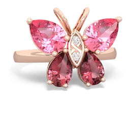 Lab Pink Sapphire Butterfly 14K Rose Gold ring R2215