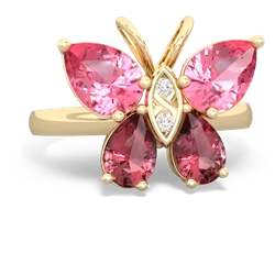 Lab Pink Sapphire Butterfly 14K Yellow Gold ring R2215