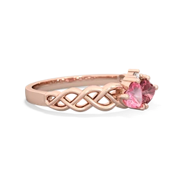 Lab Pink Sapphire Heart To Heart Braid 14K Rose Gold ring R5870