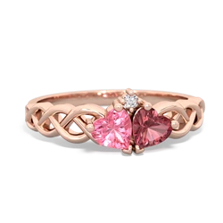 Lab Pink Sapphire Heart To Heart Braid 14K Rose Gold ring R5870