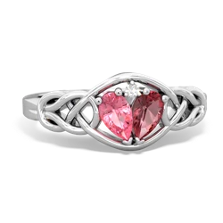 Lab Pink Sapphire Celtic Love Knot 14K White Gold ring R5420