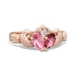 Lab Pink Sapphire 'Our Heart' Claddagh 14K Rose Gold ring R2388