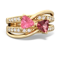 Lab Pink Sapphire Bowtie 14K Yellow Gold ring R2360