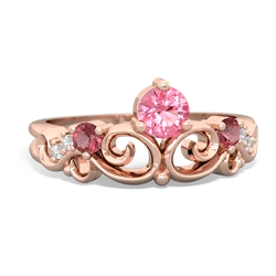 Lab Pink Sapphire Crown Keepsake 14K Rose Gold ring R5740