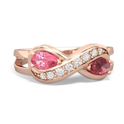 Lab Pink Sapphire Diamond Infinity 14K Rose Gold ring R5390