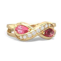 Lab Pink Sapphire Diamond Infinity 14K Yellow Gold ring R5390