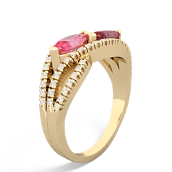 Lab Pink Sapphire Diamond Rivers 14K Yellow Gold ring R3070