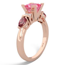 Lab Pink Sapphire 6Mm Princess Eternal Embrace Engagement 14K Rose Gold ring C2002