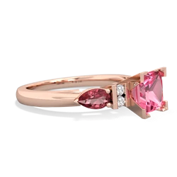 Lab Pink Sapphire 6Mm Princess Eternal Embrace Engagement 14K Rose Gold ring C2002