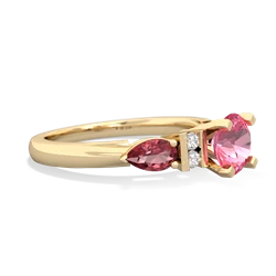 Lab Pink Sapphire 6Mm Round Eternal Embrace Engagement 14K Yellow Gold ring R2005