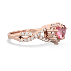 Lab Pink Sapphire Diamond Twist 'One Heart' 14K Rose Gold ring R2640HRT