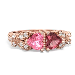 Lab Pink Sapphire Diamond Butterflies 14K Rose Gold ring R5601