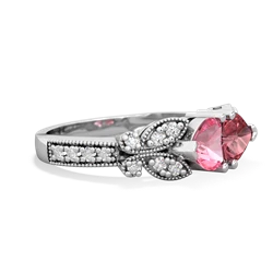 Lab Pink Sapphire Diamond Butterflies 14K White Gold ring R5601