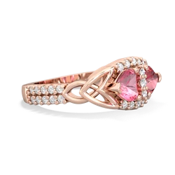 Lab Pink Sapphire Sparkling Celtic Knot 14K Rose Gold ring R2645