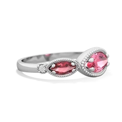 Lab Pink Sapphire Milgrain Marquise 14K White Gold ring R5700