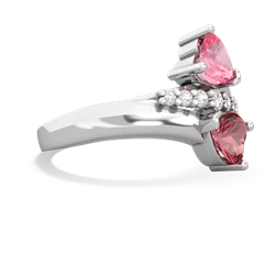 Lab Pink Sapphire Heart To Heart 14K White Gold ring R2064