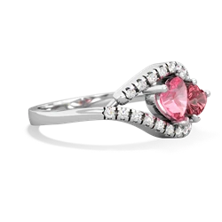 Lab Pink Sapphire Mother And Child 14K White Gold ring R3010