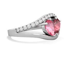Lab Pink Sapphire Nestled Heart Keepsake 14K White Gold ring R5650