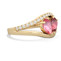 Lab Pink Sapphire Nestled Heart Keepsake 14K Yellow Gold ring R5650