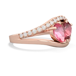 Lab Pink Sapphire Nestled Heart Keepsake 14K Rose Gold ring R5650