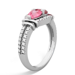 Lab Pink Sapphire Art-Deco Keepsake 14K White Gold ring R5630