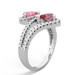 Lab Pink Sapphire Diamond Dazzler 14K White Gold ring R3000