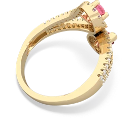 Lab Pink Sapphire Diamond Dazzler 14K Yellow Gold ring R3000