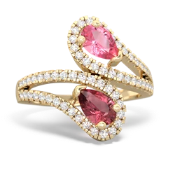 Lab Pink Sapphire Diamond Dazzler 14K Yellow Gold ring R3000