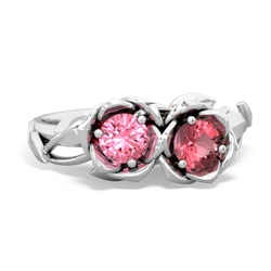 Lab Pink Sapphire Rose Garden 14K White Gold ring R5510