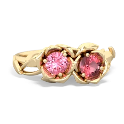 Lab Pink Sapphire Rose Garden 14K Yellow Gold ring R5510