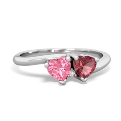 Lab Pink Sapphire Sweethearts 14K White Gold ring R5260